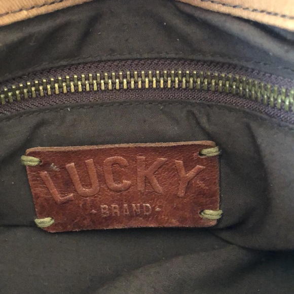 LUCKY BRAND Vintage cognac brown genuine lamb leather saddle bag crossbody. - Picture 10 of 13